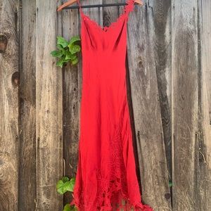 Red loose dress